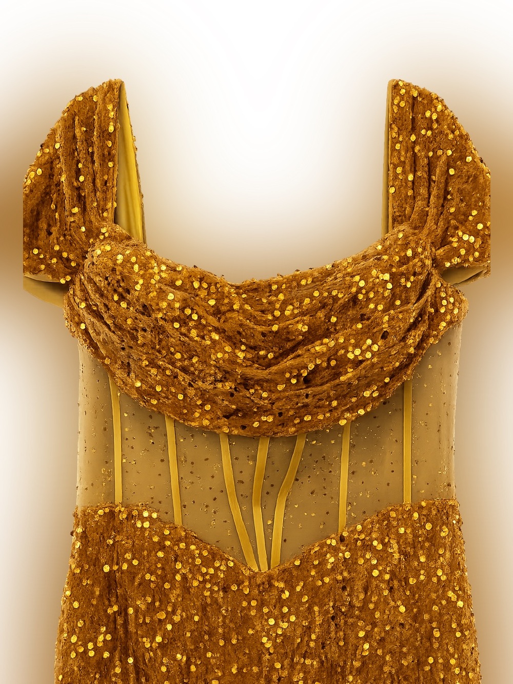 Sequin Corset Back Gold Mermaid Gown Size 18 NWOT Formal Evening Dress - Picture 5 of 9